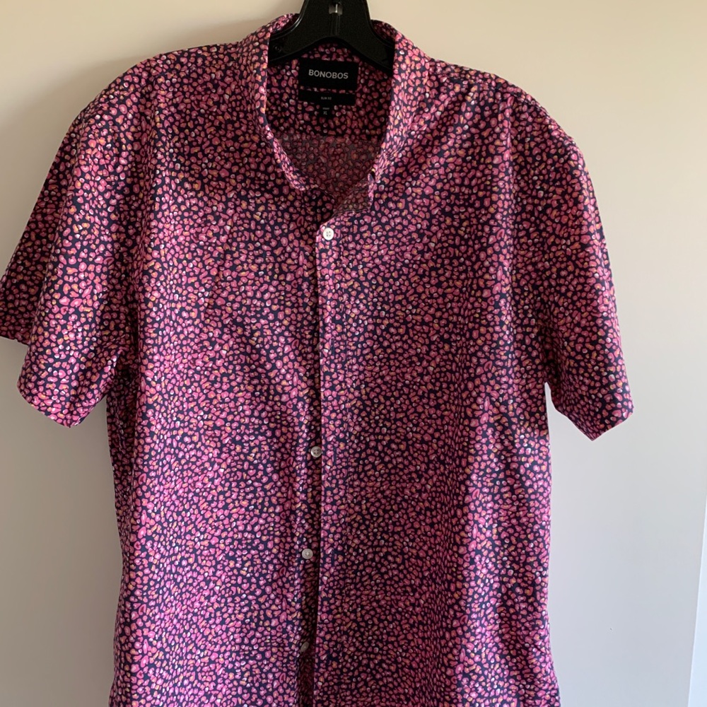 Bonobos Shorts Sleeve XL Slim Casual Button Down